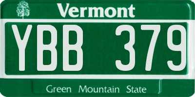 VT license plate YBB379