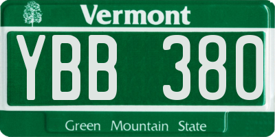 VT license plate YBB380