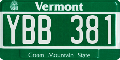 VT license plate YBB381