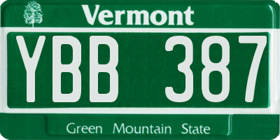 VT license plate YBB387