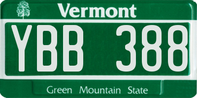 VT license plate YBB388
