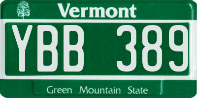 VT license plate YBB389