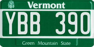 VT license plate YBB390