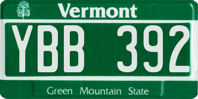 VT license plate YBB392