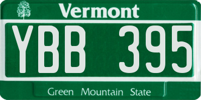 VT license plate YBB395