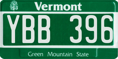 VT license plate YBB396