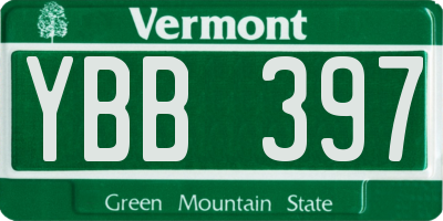VT license plate YBB397