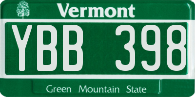 VT license plate YBB398