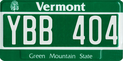 VT license plate YBB404