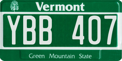 VT license plate YBB407