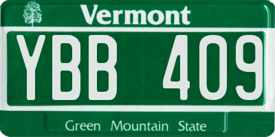 VT license plate YBB409