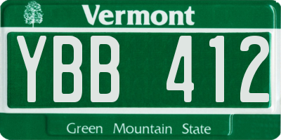 VT license plate YBB412