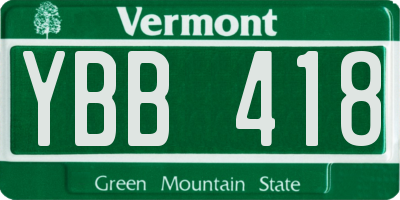VT license plate YBB418