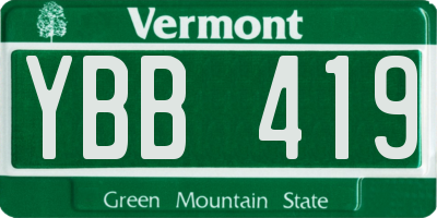 VT license plate YBB419