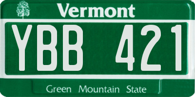 VT license plate YBB421