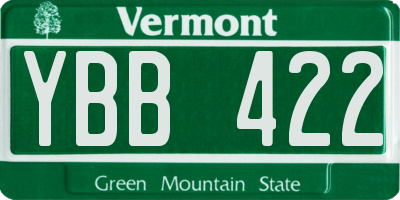 VT license plate YBB422