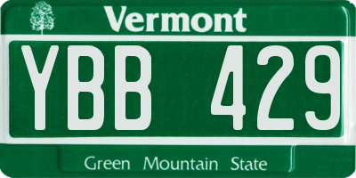 VT license plate YBB429