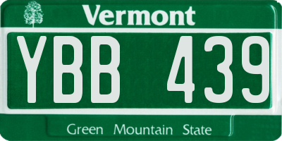VT license plate YBB439
