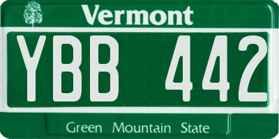 VT license plate YBB442
