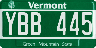 VT license plate YBB445