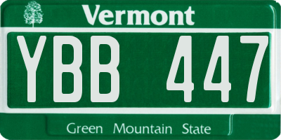 VT license plate YBB447
