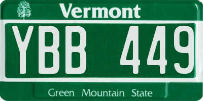 VT license plate YBB449