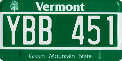 VT license plate YBB451