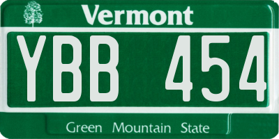 VT license plate YBB454