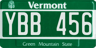 VT license plate YBB456
