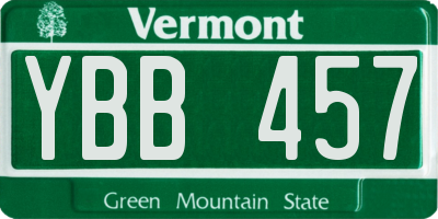 VT license plate YBB457