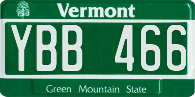 VT license plate YBB466