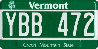 VT license plate YBB472