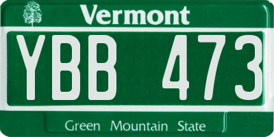 VT license plate YBB473