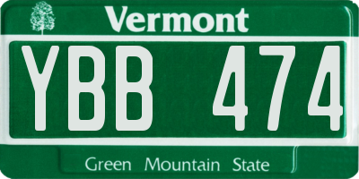VT license plate YBB474