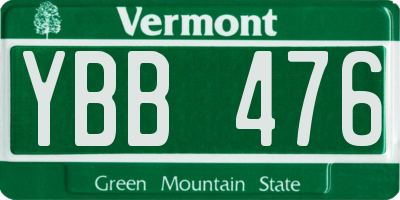 VT license plate YBB476