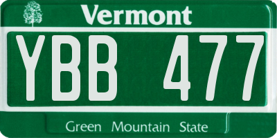 VT license plate YBB477