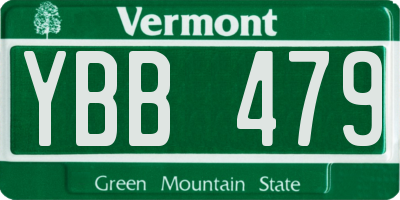 VT license plate YBB479