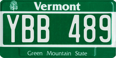 VT license plate YBB489