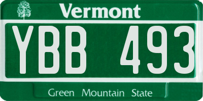 VT license plate YBB493