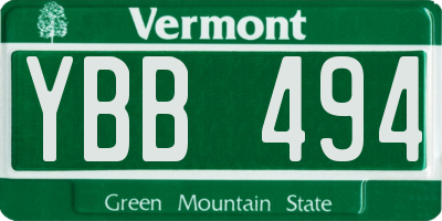 VT license plate YBB494