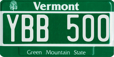 VT license plate YBB500