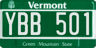 VT license plate YBB501
