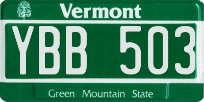 VT license plate YBB503