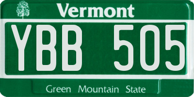 VT license plate YBB505
