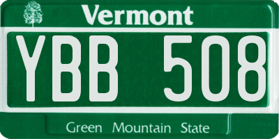 VT license plate YBB508