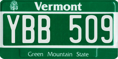 VT license plate YBB509