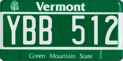 VT license plate YBB512