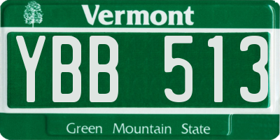 VT license plate YBB513