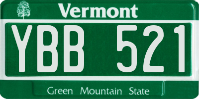 VT license plate YBB521