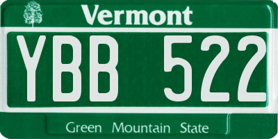VT license plate YBB522